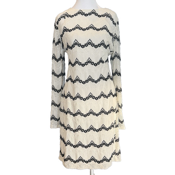 Vintage Y2K Guess Womens Lace Chevron Dress Size 14 Sheer Cocktail Party Event - Picture 1 of 14